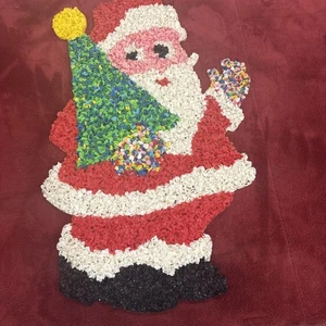 Vintage Santa Claus W/Tree RARE Melted Popcorn Plastic Christmas Decor - Picture 1 of 18