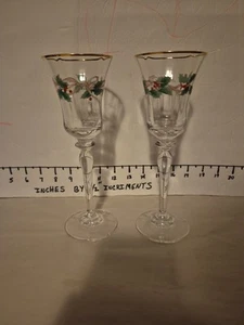 2 Bicchieri Mikasa Nastro Agrifoglio Cristallo - Bordo Oro Bicchieri Vino Barware Pensionato - Foto 1 di 10