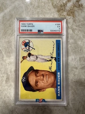 Винтажная бейсбольная карточка 1955 Topps No166 Hank Bauer New York Yankees MLB PSA 5 EX - Изображение 1 из 4
