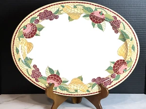 Pier 1 Steingut Italien Mosaik Obst 17" Oval Servierplatte - Bild 1 von 21