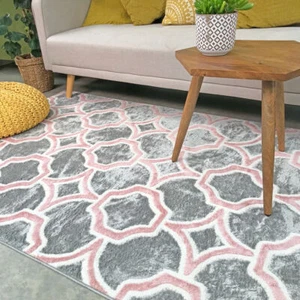 Pink Blush Rug Living Room Rug Large Dining Room Mat Teenage Girl Bedroom Rugs - Picture 1 of 8
