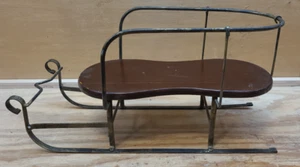 Sleds and Sleighs Table Decor Wood Seat Metal Frame Doll or Bear - Picture 1 of 6