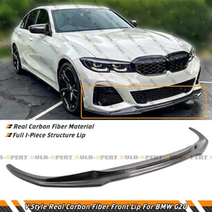 Divisor de labios de parachoques delantero de fibra de carbono estilo V para BMW G20 M340i 330i 2019-2022 - Imagen 1 de 5