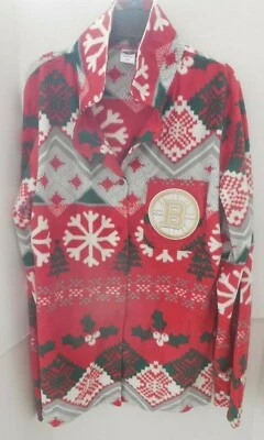 2021 Holiday Boston Bruins NHL Adult 2Piece Size Small/MED Fleece Pajama Set - Image 1 of 4