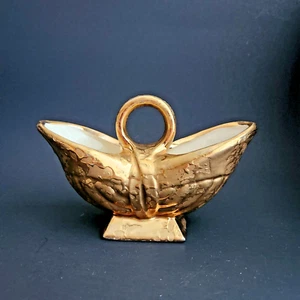 Vintage Weeping Gold Pen Holder or Planter - 22K Gold Finish on Ceramic - Picture 1 of 9