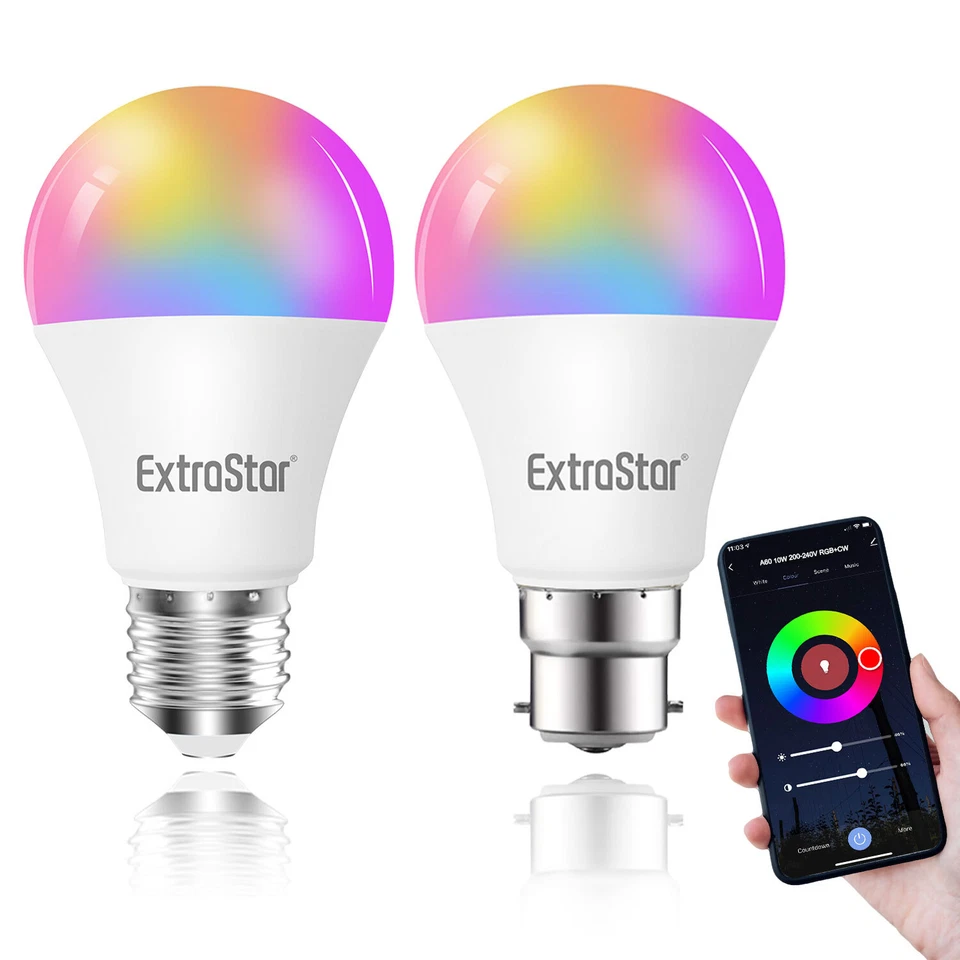 WiFi RGB Smart LED Light Bulb for Apps by iOS Android Amazon Alexa Google Home - Image 1 of 1