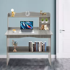 Modern Laptop Computer Desk Office Table PC Laptop Study Writing Desk Grey New - Picture 1 of 13