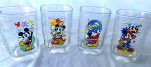 Set of 4: 2000 McDonalds Walt Disney World Mickey Mouse Square Collector Glasses - Picture 1 of 4