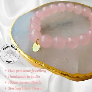 Rosenquarz 10 mm facettiert Perlenarmband fördern Liebe Freundschaft Selbstliebe verpackt - Bild 1 von 8