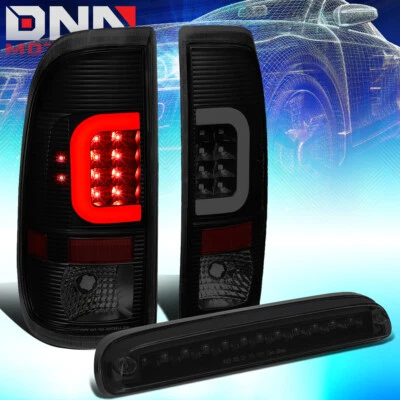 FIT 08-16 FORD SUPER DUTY 3D LED C-BAR TAIL LIGHT+THIRD BRAKE LAMP BLACK/SMOKED - Image 1 of 4