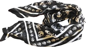 Unisex Schwarz & Weiß Totenkopf 150cm x 50cm Mode Damen Schals Chiffon Tücher - Bild 1 von 2