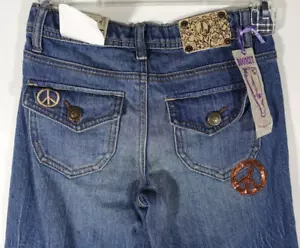Arizona Jeans Girls 14 Slim Bootcut Adjustable Waist Peace Cotton Spandex Pocket - Picture 1 of 7