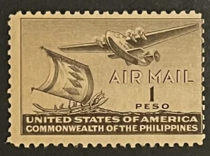 Travelstamps: US Philippines Airmail stamps 1941 Sc #C62 1 Peso Mint MNH OG - Picture 1 of 5