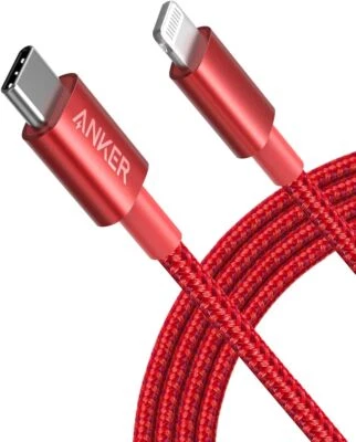 Anker New Nylon USB-C to Lightning Charging Cord for 6ft, MFi Certified, Red - Image 1 of 4