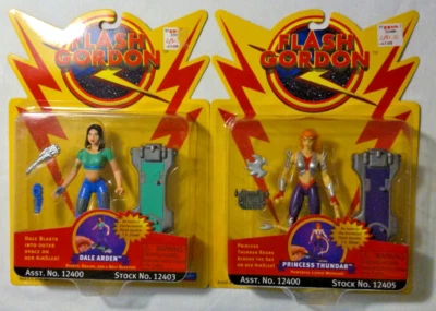 1996 Playmates Flash Gordon 5” bonecos de ação Dale Arden & Princess Thundar novo na caixa - Imagem 1 de 4