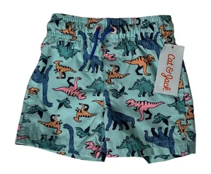 NEW Cat & Jack Baby Boys Swim Trunks Shorts Blue Dinosaur Print 12 Months UPF 50 - Picture 1 of 6