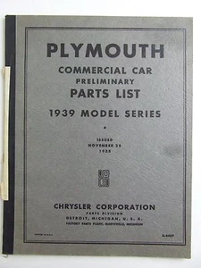 1939 Plymouth Commercial Car Preliminary Parts List Catalog Book D4907 PT81 - Picture 1 of 3