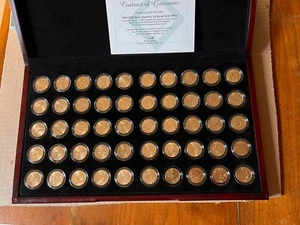 50 Statehood Quarter Dollars 24KT. GOLD LAYERED EDITION in Case with COA - Picture 1 of 13