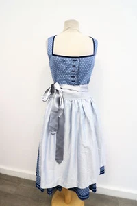 Dirndl donna moda merlo costume tradizionale Larissa 2 pezzi blu con seta taglia 38 nuovo - Foto 1 di 3
