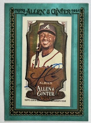 2024 Topps Allen & Ginter Mini Baseball Auto Ozzie Albies #MA-OA BLUE 41/50. - Image 1 of 2