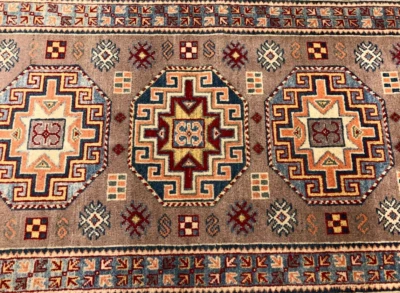 Hand-knotted 2'8" x 9'10" Super-Kazak, 100% handspan Wool Rug #146658HN - Image 1 of 4
