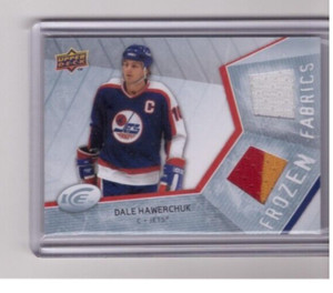 DALE HAWERCHUK 2008-09 UPPER DECK ICE FROZEN FABRICS DUAL JERSEY SP #FF-HW JETS