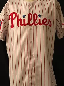 Philadelphia Phillies Authentic Majestic White Home Jersey w/ Centennial Patch - Picture 1 of 2