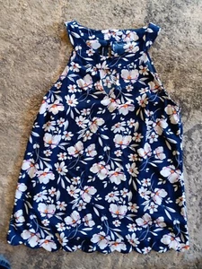 Camicetta senza maniche Fortune Ivy donna KeyHole blu navy stampa floreale taglia small nuova senza etichette - Foto 1 di 8