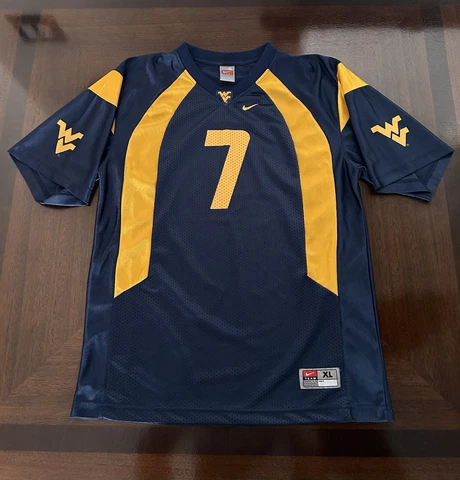 Nike Youth Jersey (West Virginia #7) Mountaineers NCAA Blue/Yellow-Youth Size XL Cover