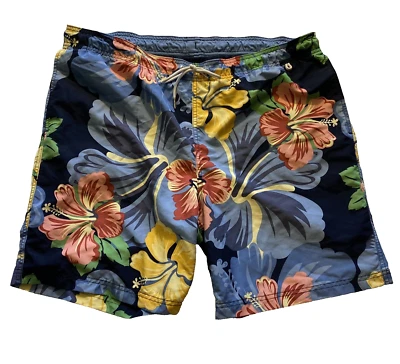 Lands End Mens Swim Trunks Sz L 38x7.5 Blue Tropical Floral Lined - Image 1 of 4