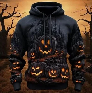3D hoodie Halloween Terror Pumpkin Ghost Graphic Hoodie 3d - all printed - Picture 1 of 3