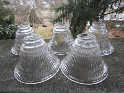 1 x Antique Vintage Ribbed Bell Style Glass Light Shades- Architectural Salvage Cover