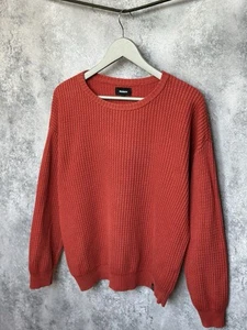 Finisterre Waffle Knit Plaid Sweater Jumper Orange Long Sleeve Women's Size 8 M - Picture 1 of 14