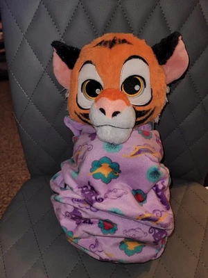 Disney Parks Aladdin's Disney Babies Rajah Tiger плюшевая игрушка кукла фиолетовое одеяло - Изображение 1 из 4