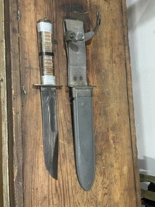 WWII Camillus USN MK2 Theater Modified fighting knife & scabbard - Picture 1 of 4