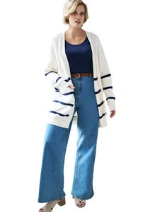 ellos Plus Size Shaker Stitch Cardigan - Picture 1 of 6