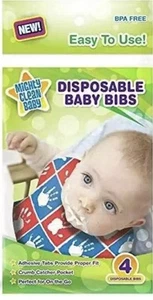 Mighty Clean Einweg Baby Lätzchen 4er Pack - wasserdicht, auslaufsicher, blau - Reise - Bild 1 von 3