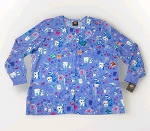 Dickies Contemporary Fit Dental Print Scrub Jacket 3XL Long Sleeve DK309 FGFU  - Picture 1 of 11