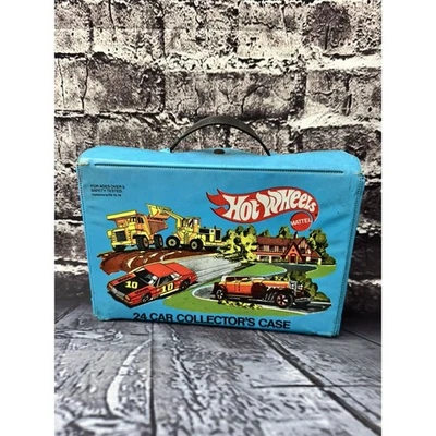 Vintage Original 1980 Blue 24 Car Collector’s Case w 7 Hot Wheels & 11 Matchbox - Image 1 of 4
