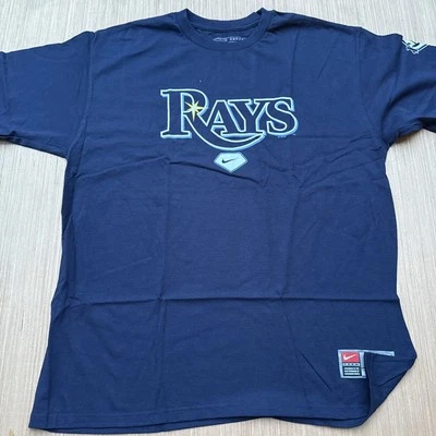 Deadstock Y2K Tampa Bay Rays VTG Nike Center Swoosh Shirt NOS Blue - Image 1 of 4