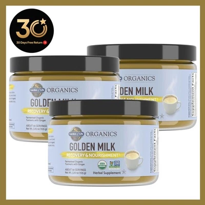 3PCS Organics Golden Milk Recovery & Nourishment  Powder 3.7oz 30 Servings - Image 1 of 4