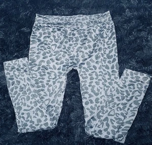 Grey & Black Leopard Print Seamless High Waist Leggings Yoga Workout Athletic L - Picture 1 of 5