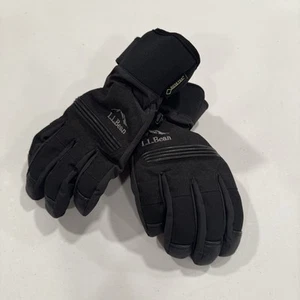 LL Bean Winter Gloves Men Size M Black Goat Leather & Spandex Gore-Tex Insulated - Picture 1 of 3
