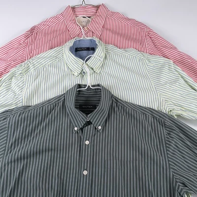 Nautica Lot of 3 Large 16 16.5 Men's Striped Button Down Shirts - Image 1 of 4