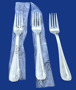 Lenox Vintage Jewel Acero Inoxidable Borde de Cuentas Brillante - Juego de 3 Tenedores de Ensalada 6 7/8" - Imagen 1 de 2