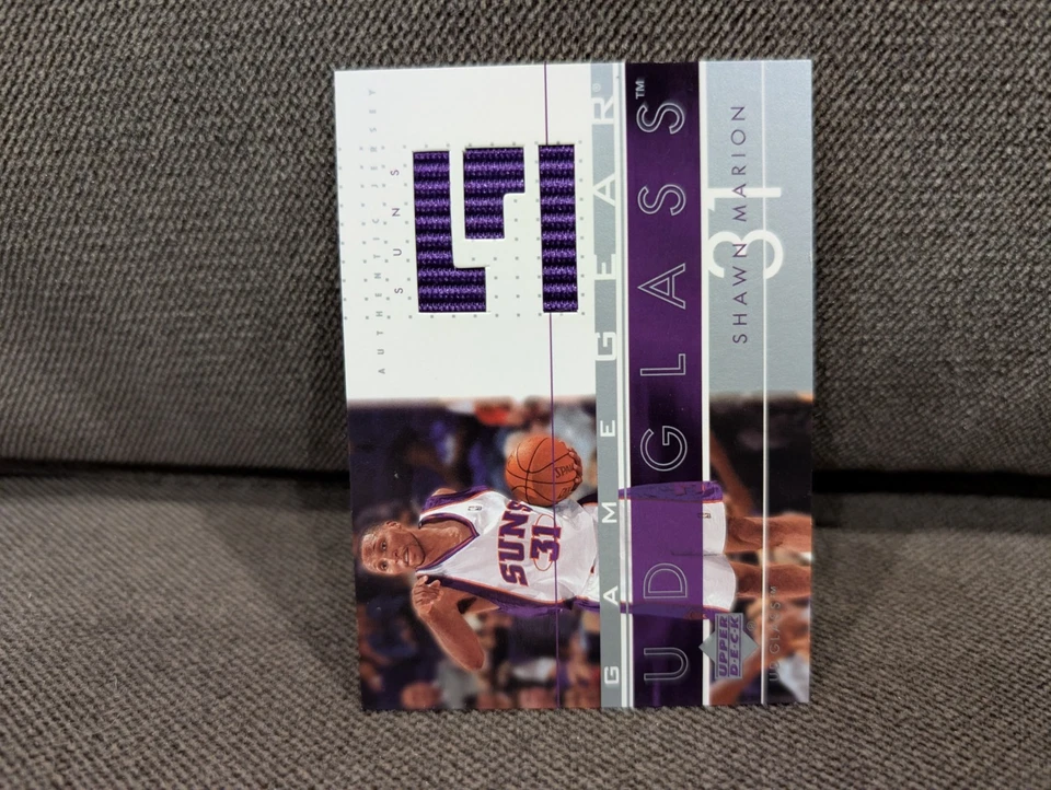 Parche de camiseta usada en juegos Shawn Marion 2002 cubierta superior púrpura sols raro SP Foto 1 de 1