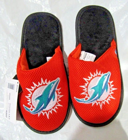 NFL Miami Dolphins Mesh Slide Slippers Striped Sole Size L by FOCO Cover