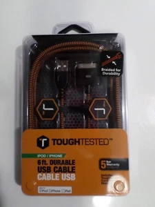 TOUGHTESTED 6FT 30PIN BRAIDED CHARGING CABLE APPLE DEVICES - Picture 1 of 2