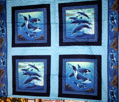 SEA MAMMALS PANEL  - 100% COTTON FABRIC - Image 1 of 4