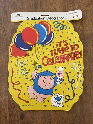 Vintage ZIGGY Graduation Party paper cardboard decoration. Double-sided 1992 NOS - Image 1 of 4